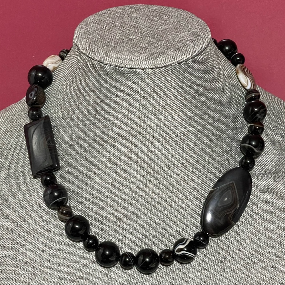 Jay King Black Gray Lace Agate Necklace